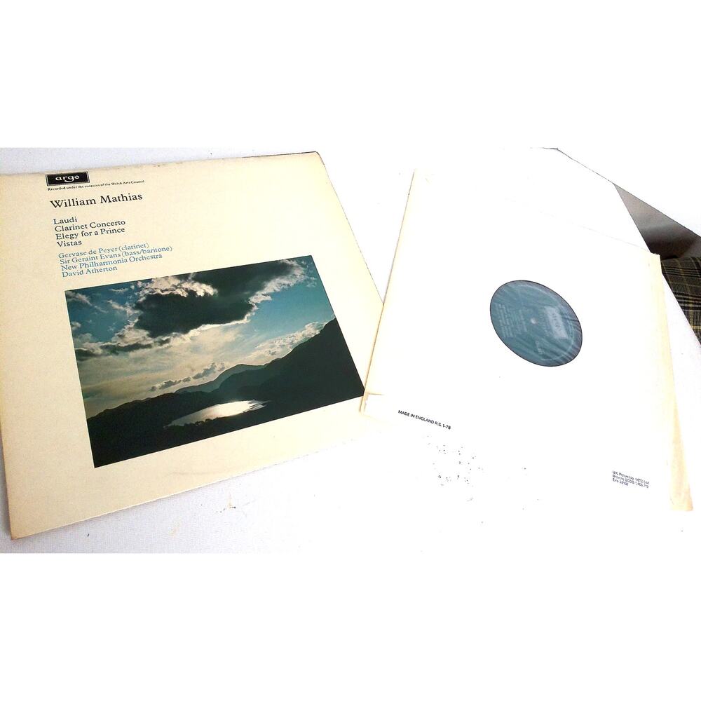 William Mathias Laudi Clarinet Concerto Vinyl Argo LP ZRG 882 de Peyer Evans